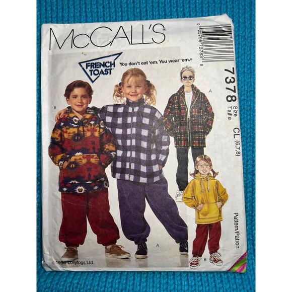 McCalls 7378 Sewing pattern Kids jacket top pull on pants size 6 - Picture 1 of 6